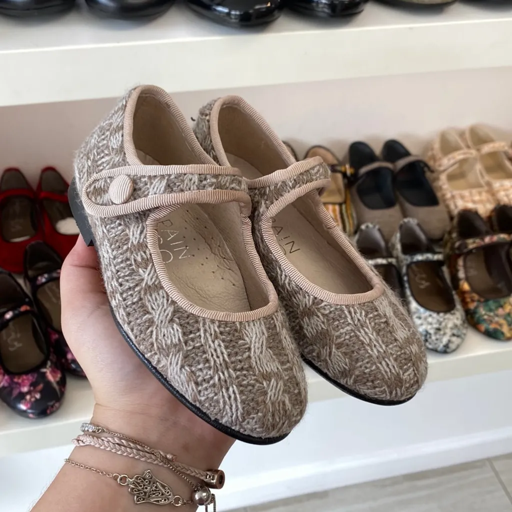 Spain+Co Taupe Knit Mary Jane Clearance