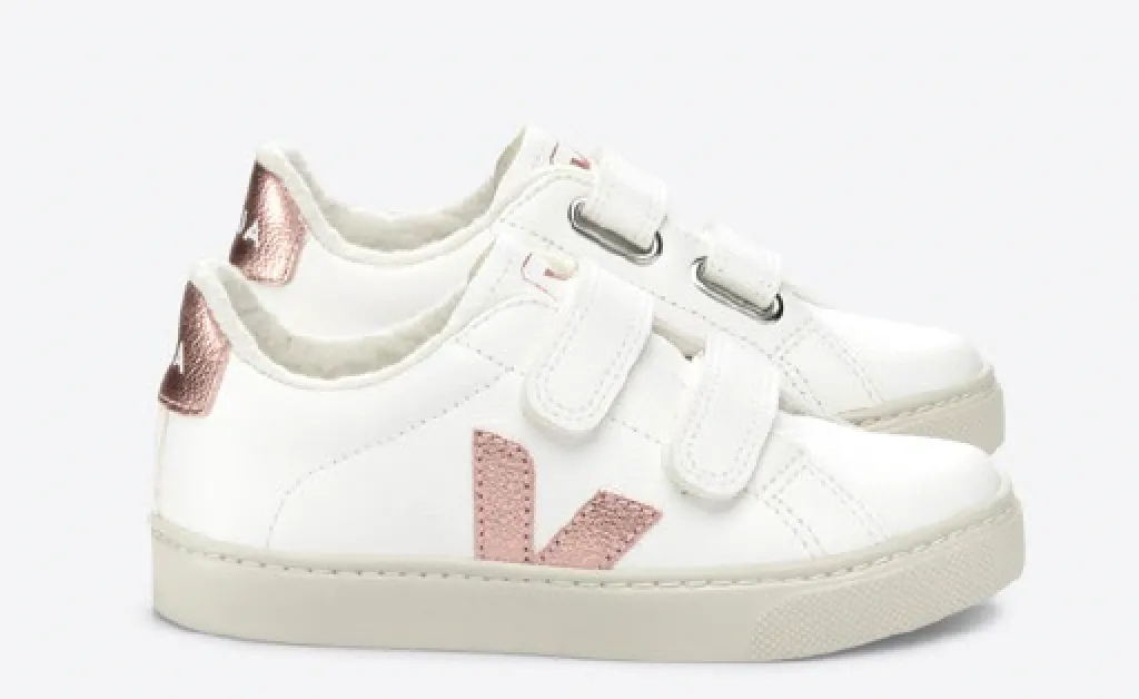 Veja White and Rose Metallic Fur Sneaker Discount