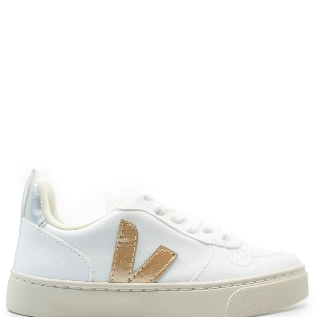 Veja White Gold And Silver Laceup Sneaker Clearance