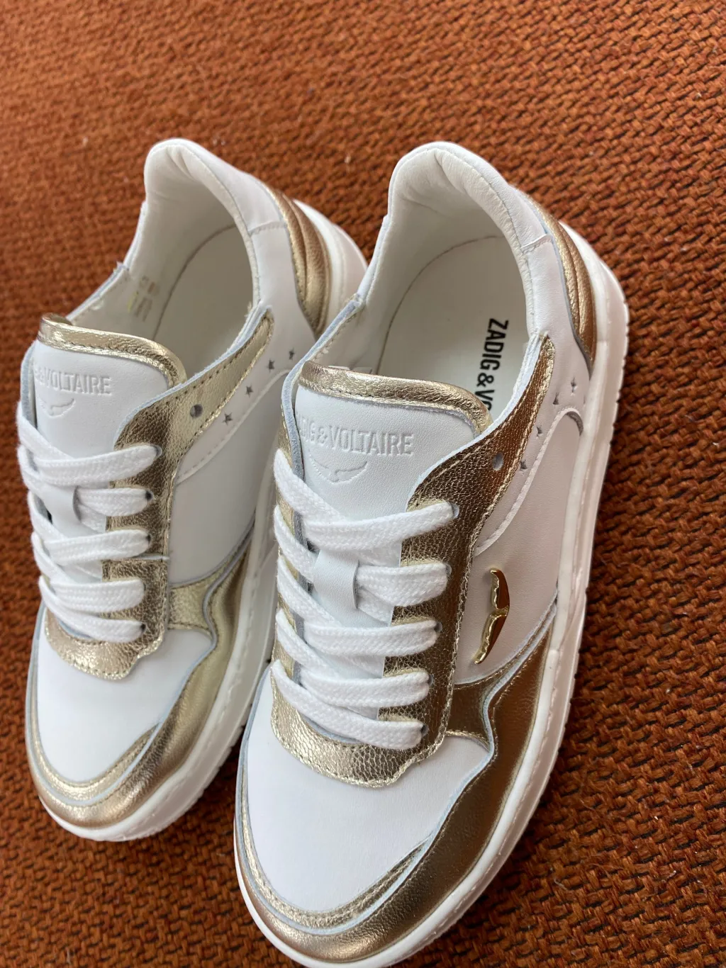 Zadig u0026 Voltaire Zadig and Voltaire White and Gold Sneaker Fashion