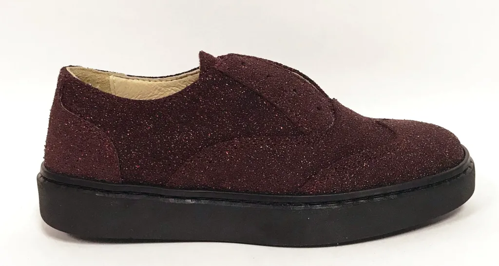 Zapeti Burgundy Glitter Slip-on Oxford Discount